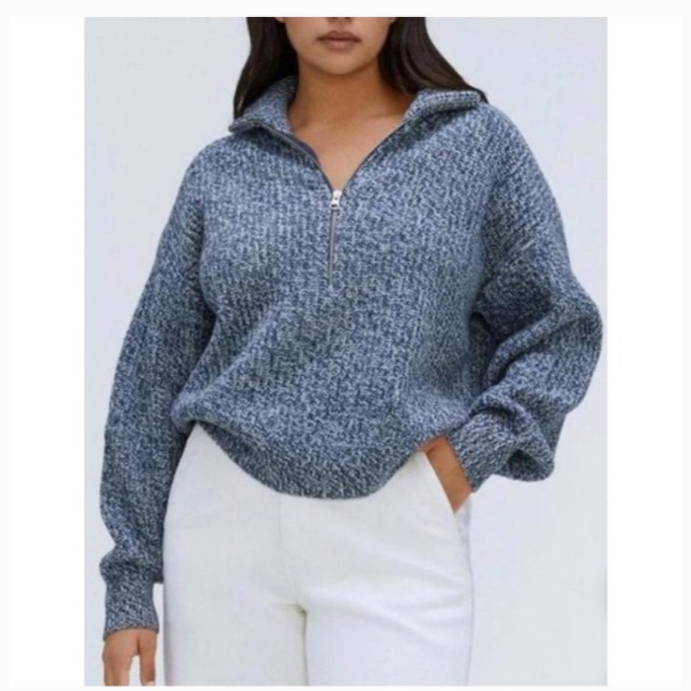 Everlane Felted Merino half zip sweater